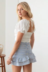Embroidered Lace Puff Sleeve Crop Top
